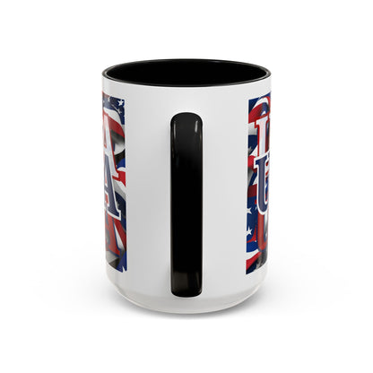 USA Blue font Center Patriot White Accent Mug by theGreenDragonTavern.shop