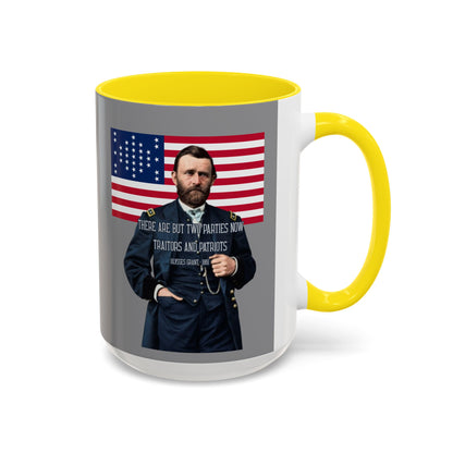 "Traitors and Patriots" Ulysses Grant Grey Accent Mug by theGreenDragonTavern.shop