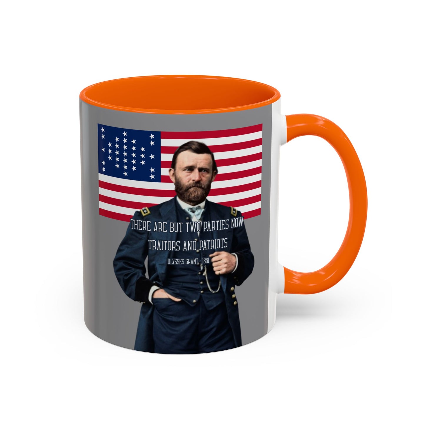 "Traitors and Patriots" Ulysses Grant Grey Accent Mug by theGreenDragonTavern.shop