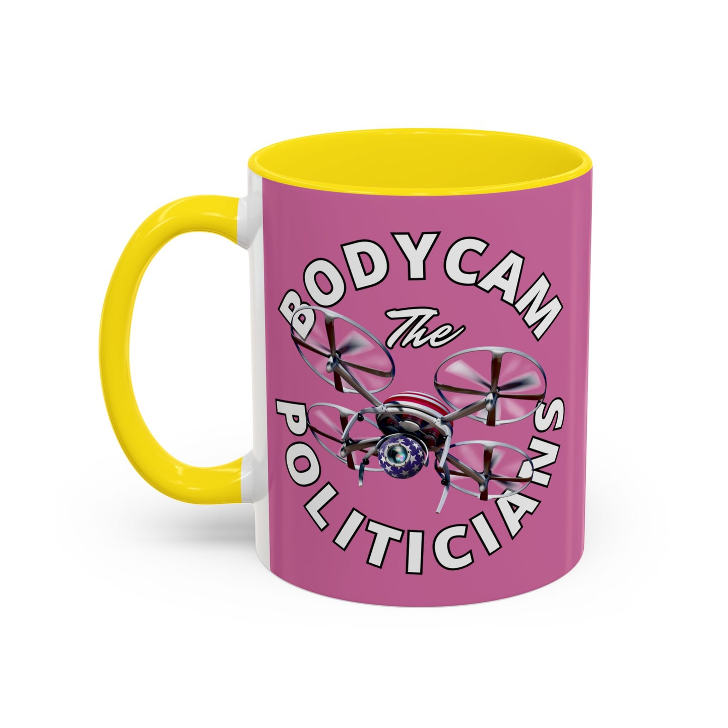 Bodycam the Politicians Drone Pink Accent Mug by theGreenDragonTavern.shop