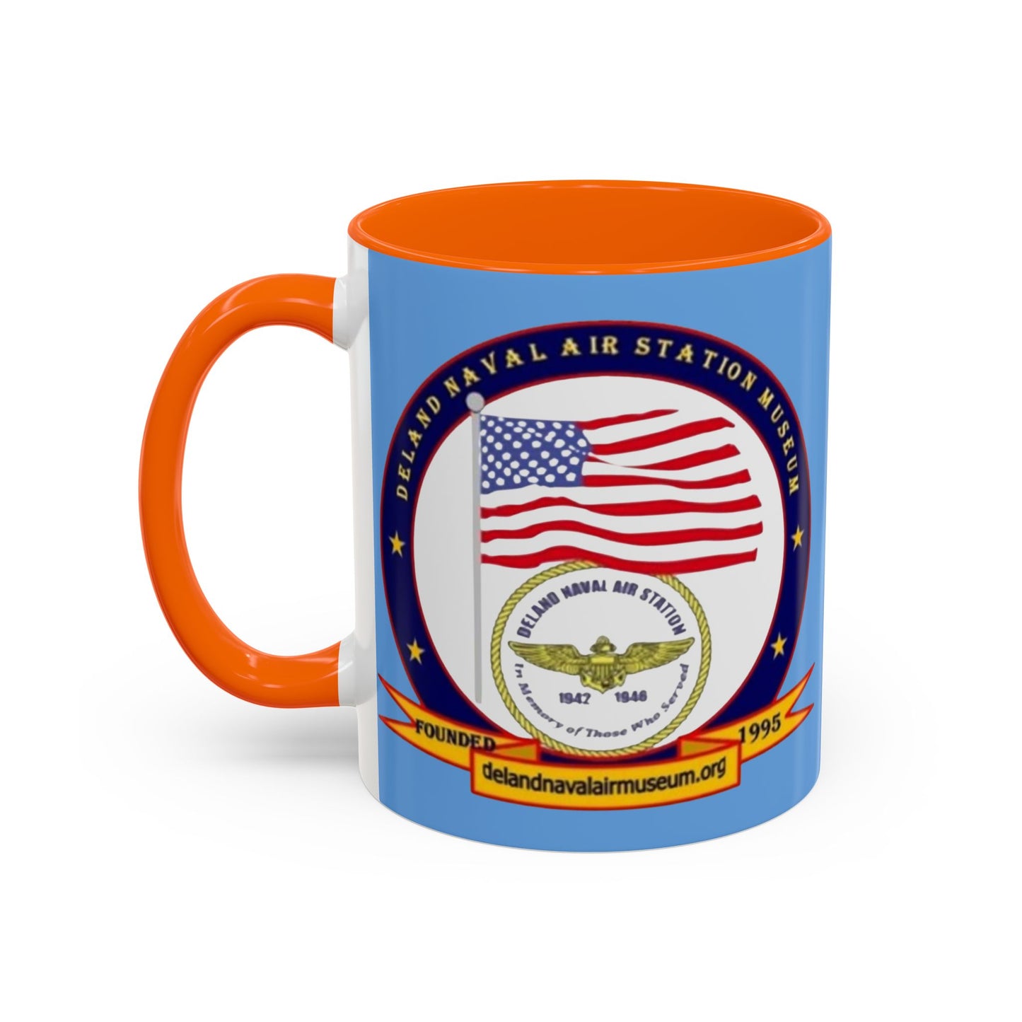 DeLand Naval Air Station Museum Light Blue Accent Mug by theGreenDragonTavern.shop