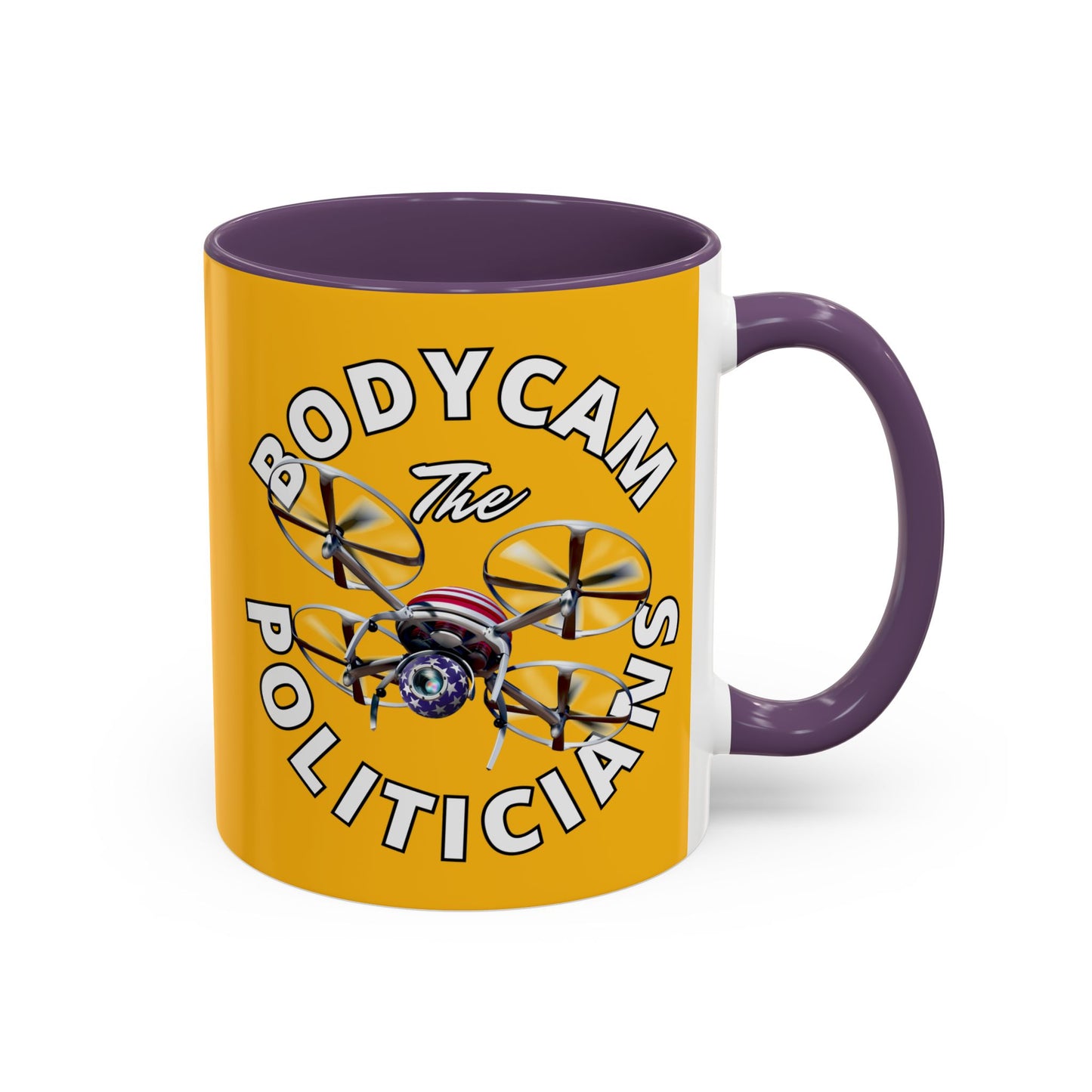 Bodycam the Politicians Drone Yellow Accent Mug by theGreenDragonTavern.shop