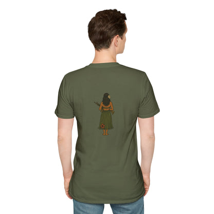 2-sided, Hula Girl Packin' Heat Dark colors Unisex T-Shirt by theGreenDragonTavern.shop