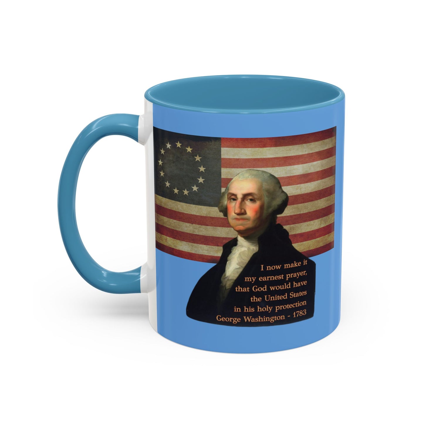 Washington's Earnest Prayer Light Blue Accent Mug by theGreenDragonTavern.shop