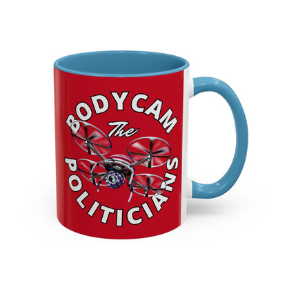Bodycam the Politicians Drone Red Accent Mug by theGreenDragonTavern.shop