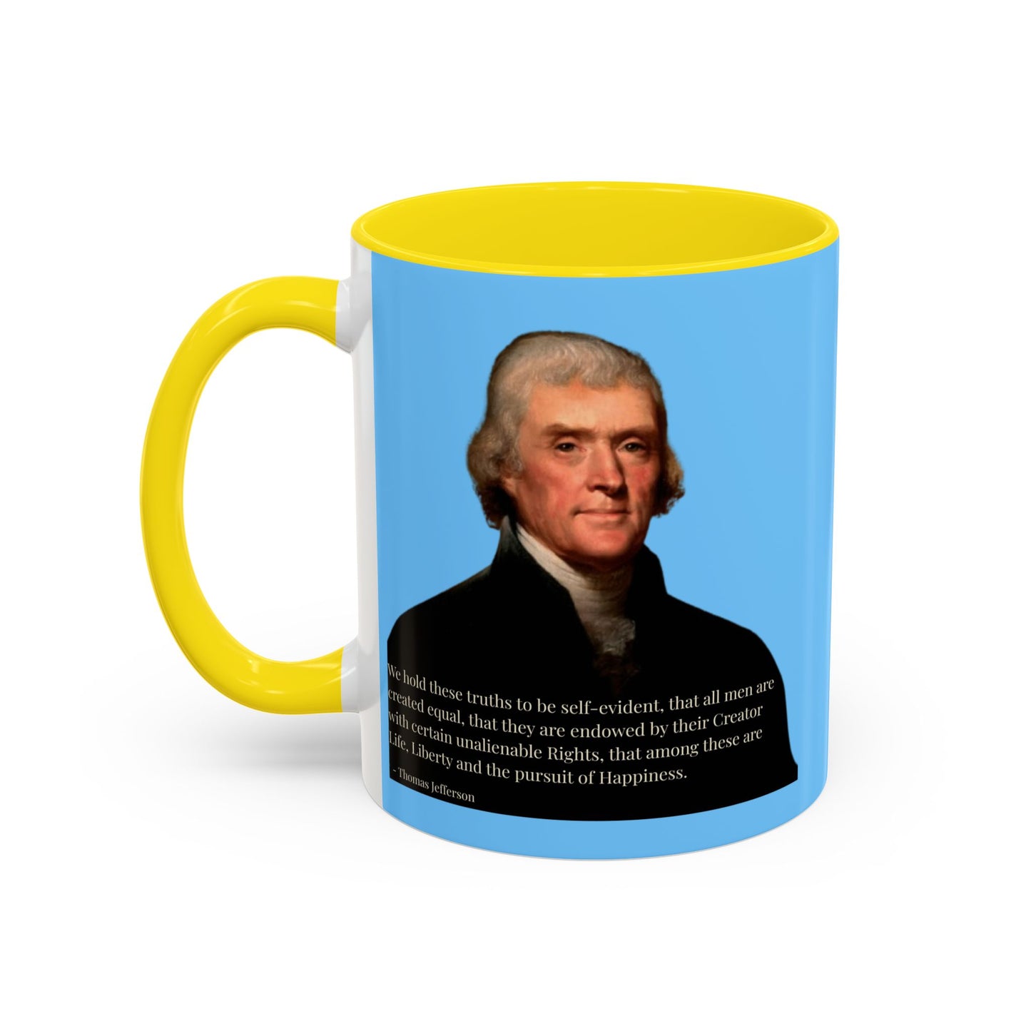 We hold these truths to be self-evident Light Blue Accent Mug by theGreenDragonTavern.shop