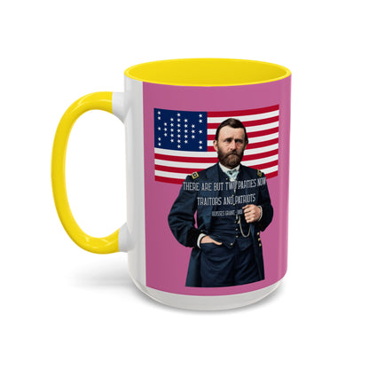 "Traitors and Patriots" Ulysses Grant Pink Accent Mug by theGreenDragonTavern.shop