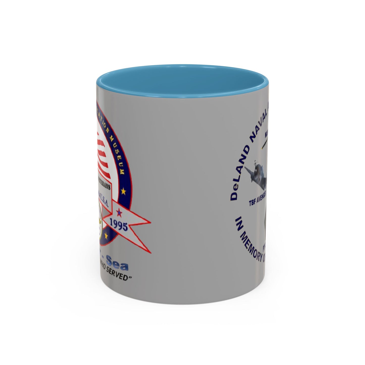 DNASM 2-sided, Founding & Student Art Light Grey Accent Mug by theGreenDragonTavern.shop