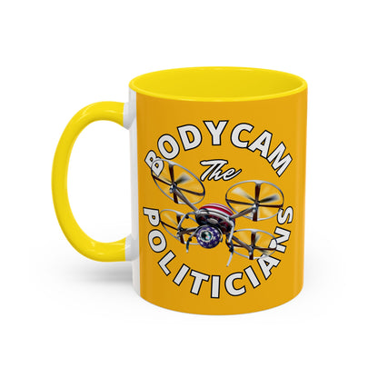 Bodycam the Politicians Drone Yellow Accent Mug by theGreenDragonTavern.shop