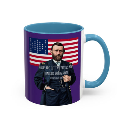 "Traitors and Patriots" Ulysses Grant Dark Purple Accent Mug by theGreenDragonTavern.shop