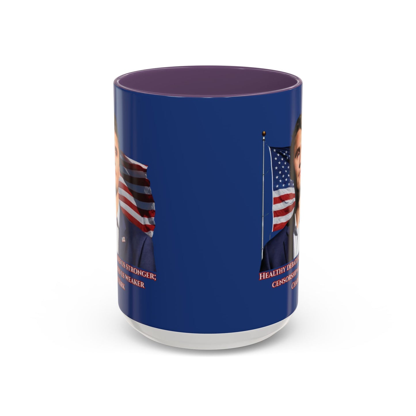 Charlie Kirk, Healthy Debate Blue Accent Mug by theGreenDragonTavern.shop