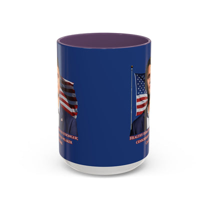 Charlie Kirk, Healthy Debate Blue Accent Mug by theGreenDragonTavern.shop