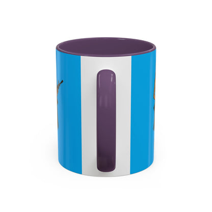 Hula Girl Packin' Heat Light Blue Accent Mug by theGreenDragonTavern.shop