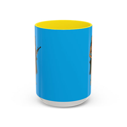 Hula Girl Packin' Heat Light Blue Accent Mug by theGreenDragonTavern.shop