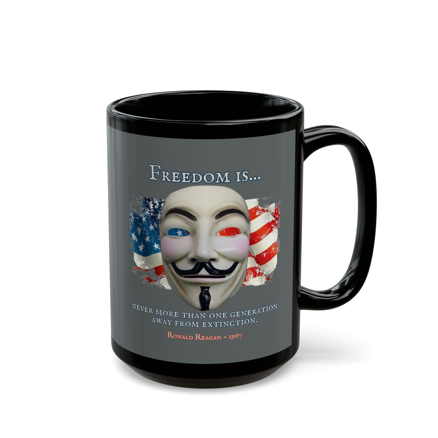 Ronald Reagan Freedom Vendetta Grey Mug by theGreenDragonTavern.shop