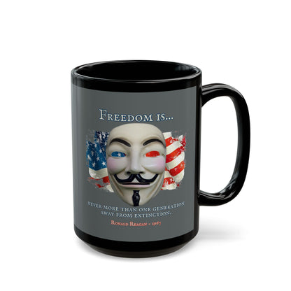 Ronald Reagan Freedom Vendetta Grey Mug by theGreenDragonTavern.shop