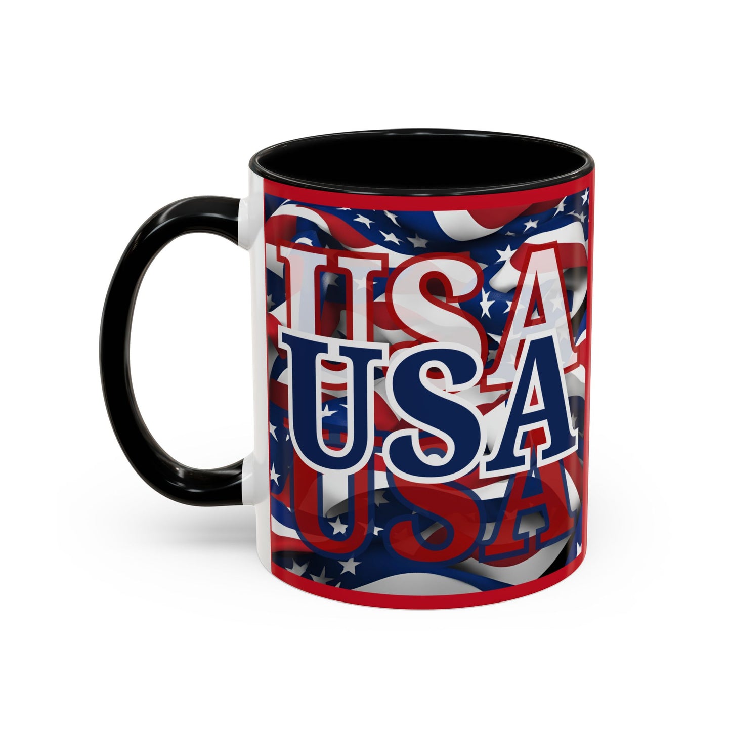 USA Blue font Center Patriot Red Accent Mug by theGreenDragonTavern.shop