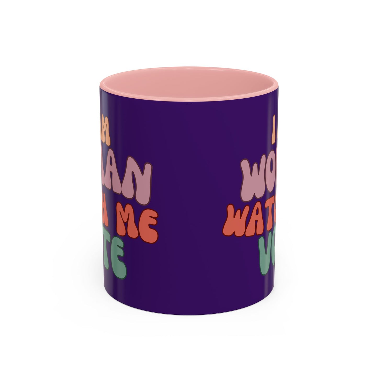 I Am Woman Watch Me Vote Dark Purple Accent Mug by theGreenDragonTavern.shop
