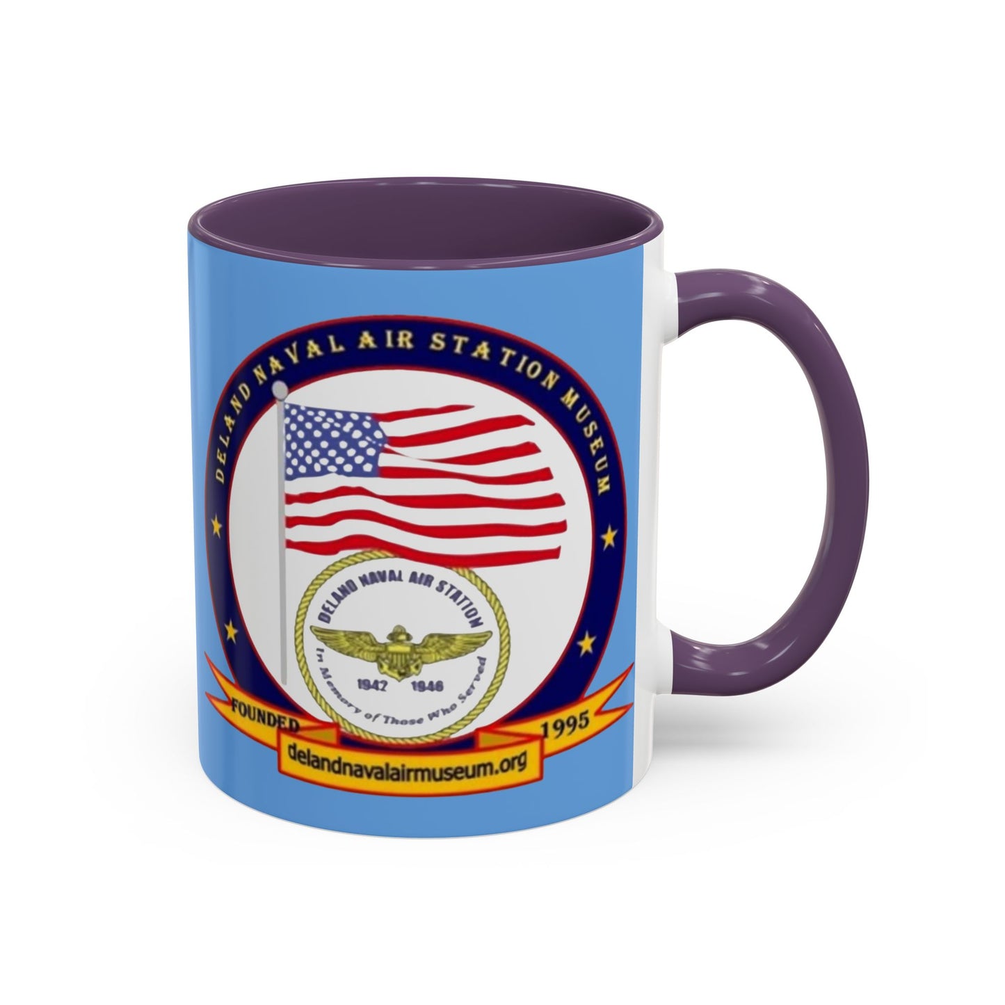 DeLand Naval Air Station Museum Light Blue Accent Mug by theGreenDragonTavern.shop