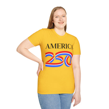 America 250 Black font, Light colors, Unisex T-Shirt by theGreenDragonTavern.shop