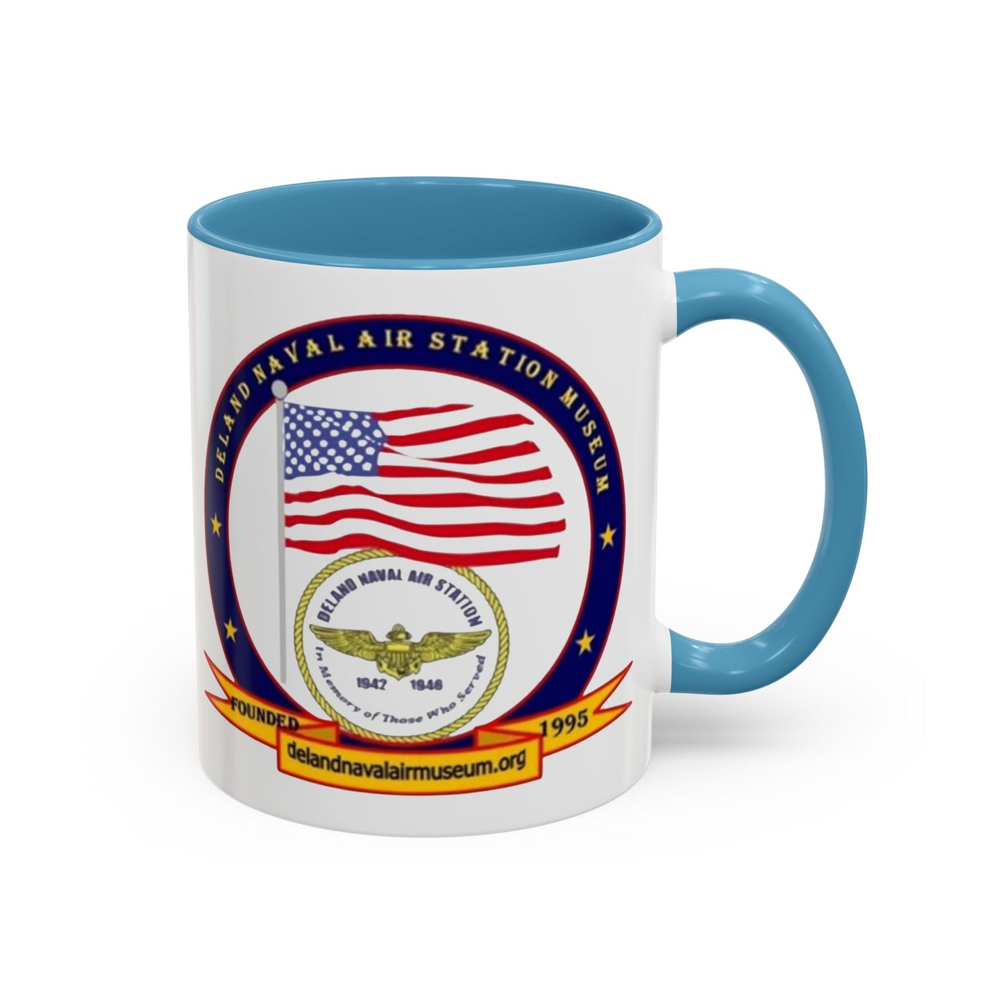 DeLand Naval Air Station Museum White Accent Mug by theGreenDragonTavern.shop