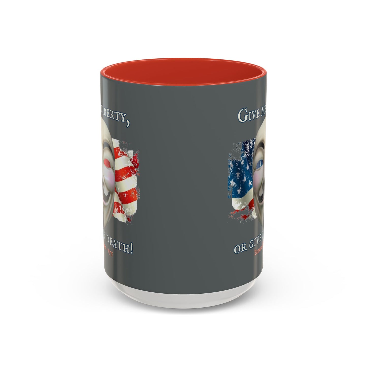 Vendetta, "Give me liberty, or give me death!" Grey Accent Mug by theGreenDragonTavern.shop