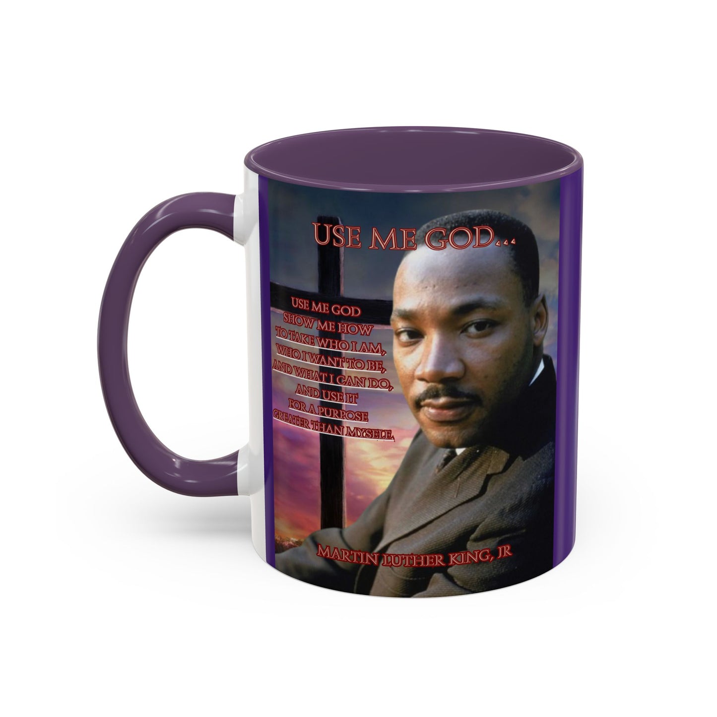 Use Me God, MLK Jr Purple Accent Mug by theGreenDragonTavern.shop