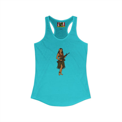 Hula Girl Packin' Heat Women's Racerback Tank Top by theGreenDragonTavern.shop