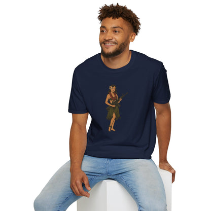 Hula Girl Packin' Heat Dark colors Unisex T-Shirt by theGreenDragonTavern.shop
