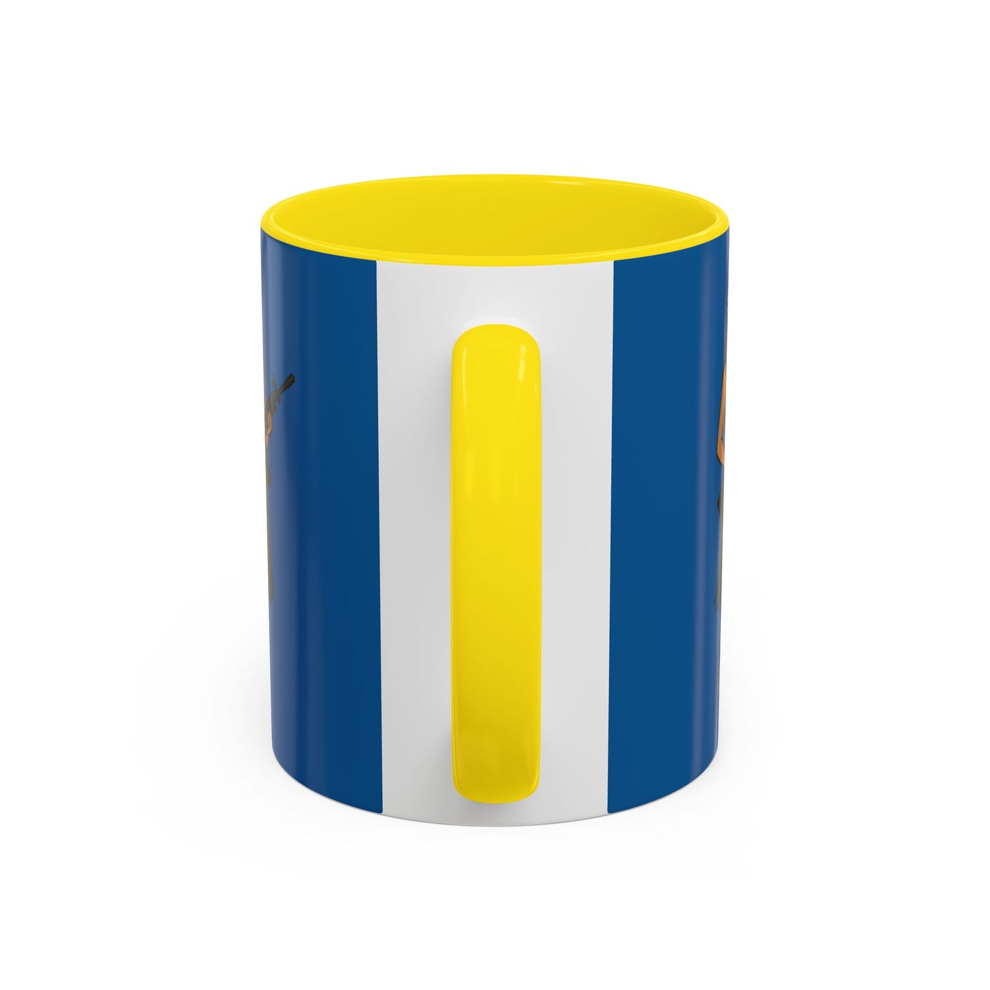 Hula Girl Packin' Heat Dark Blue Accent Mug by theGreenDragonTavern.shop