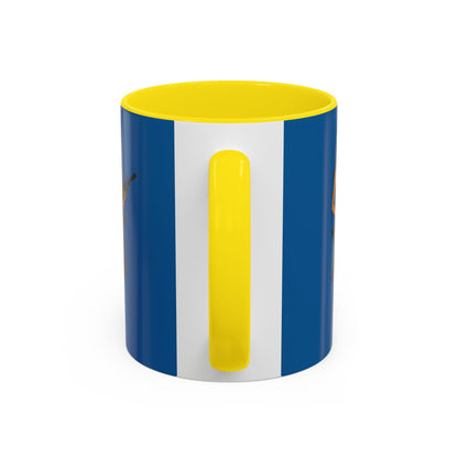 Hula Girl Packin' Heat Dark Blue Accent Mug by theGreenDragonTavern.shop