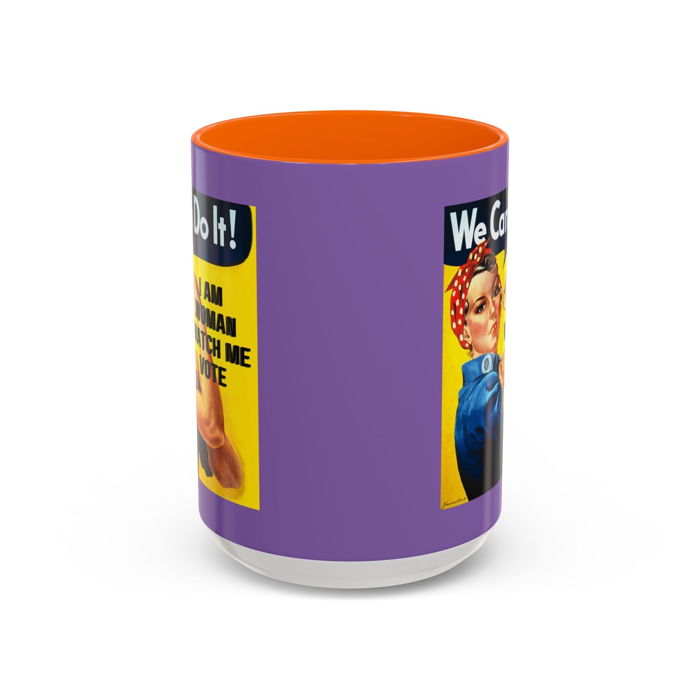 I Am Woman Watch Me Vote Rosie Light Purple Accent Mug by theGreenDragonTavern.shop