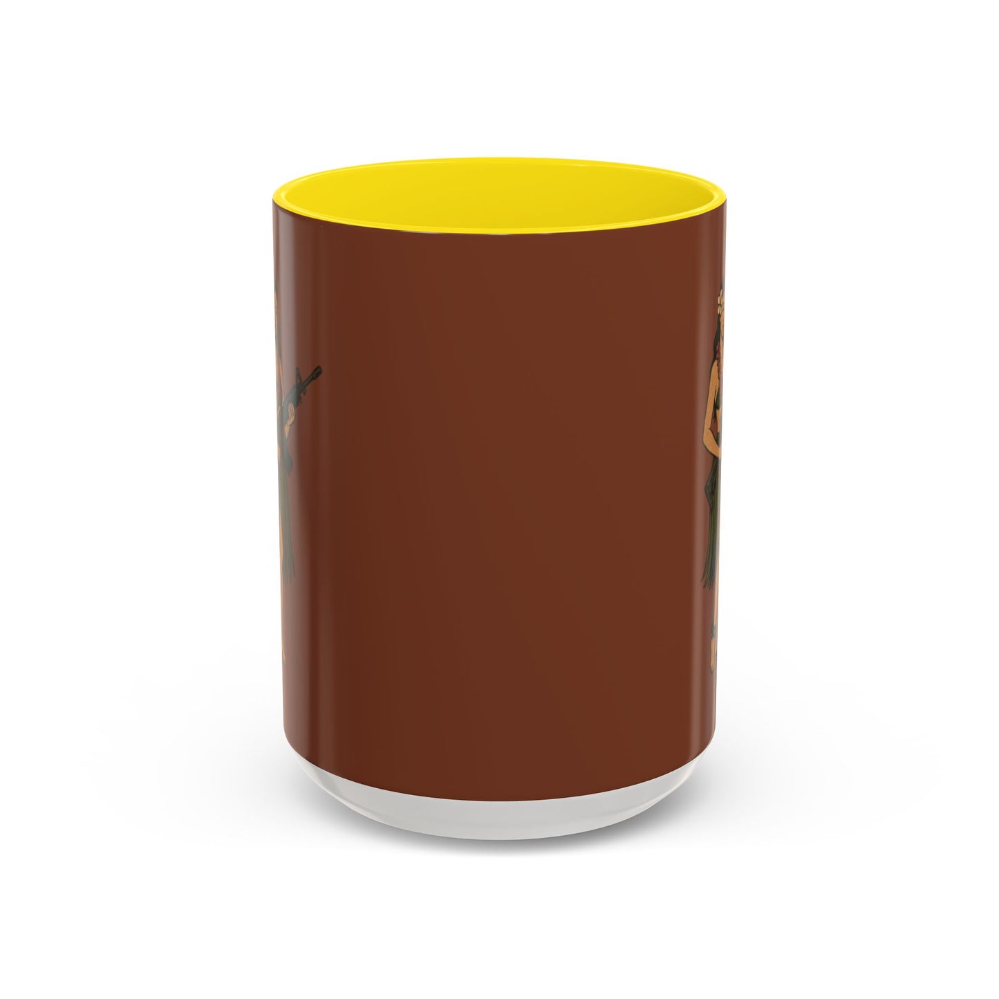 Hula Girl Packin' Heat Brown Accent Mug by theGreenDragonTavern.shop