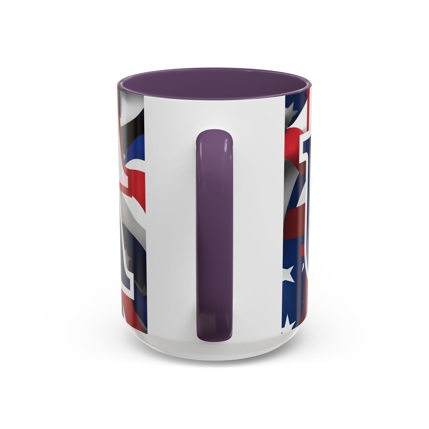 USA! USA! USA Blue font Patriot Black Accent Mug by theGreenDragonTavern.shop