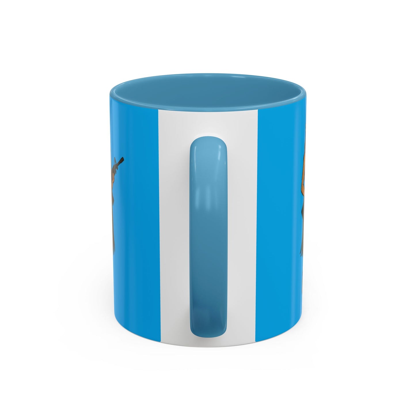 Hula Girl Packin' Heat Light Blue Accent Mug by theGreenDragonTavern.shop