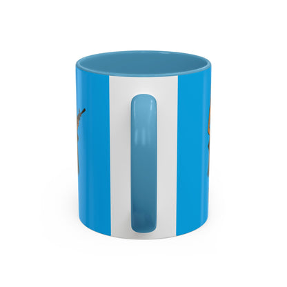 Hula Girl Packin' Heat Light Blue Accent Mug by theGreenDragonTavern.shop