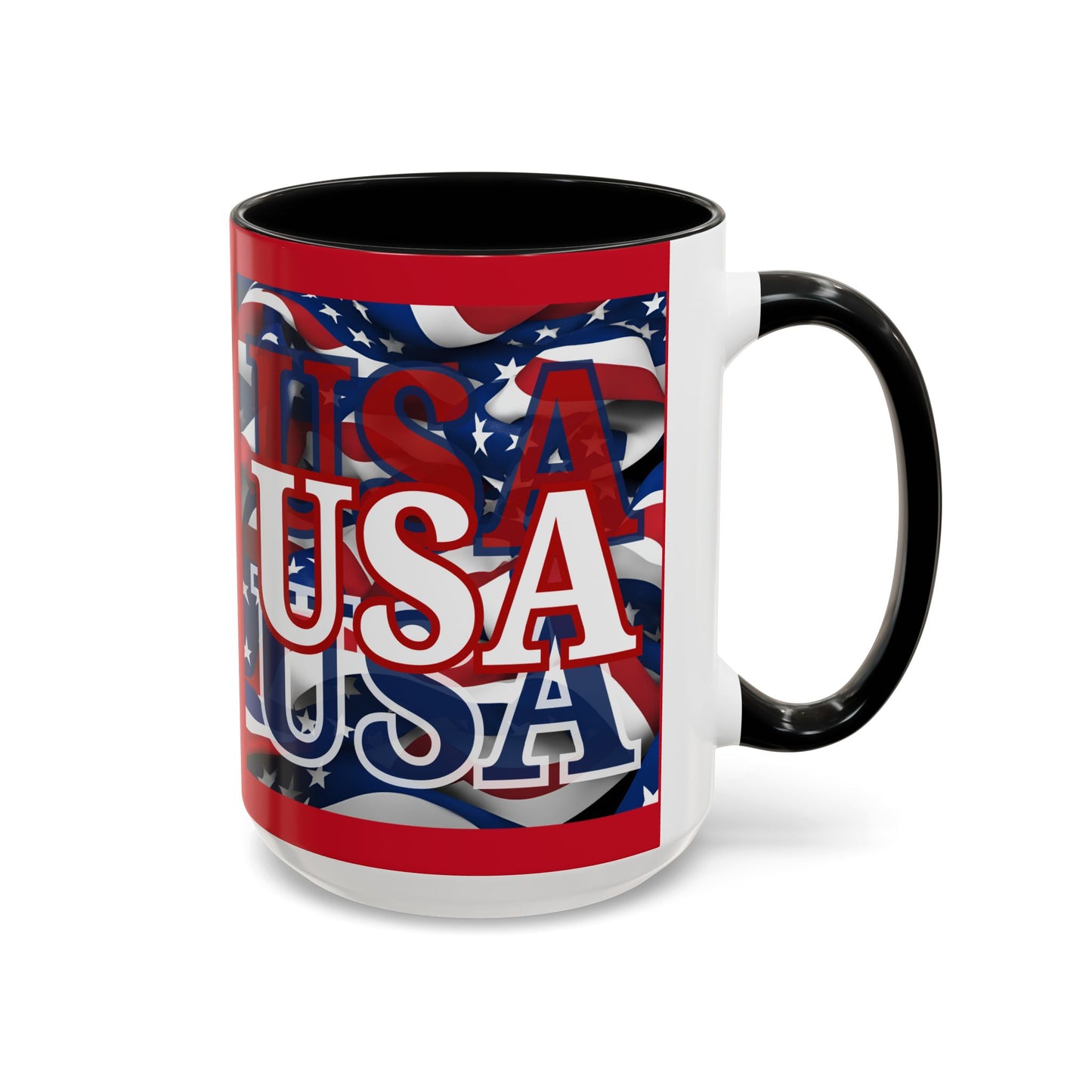 USA White font Center Patriot Red Accent Mug by theGreenDragonTavern.shop