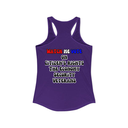 2-sided, I Am Woman Watch Me Vote Women's Racerback Tank Top by theGreenDragonTavern.shop