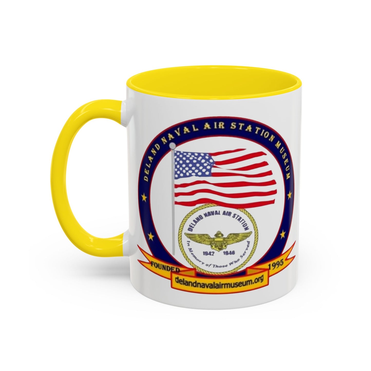 DeLand Naval Air Station Museum White Accent Mug by theGreenDragonTavern.shop