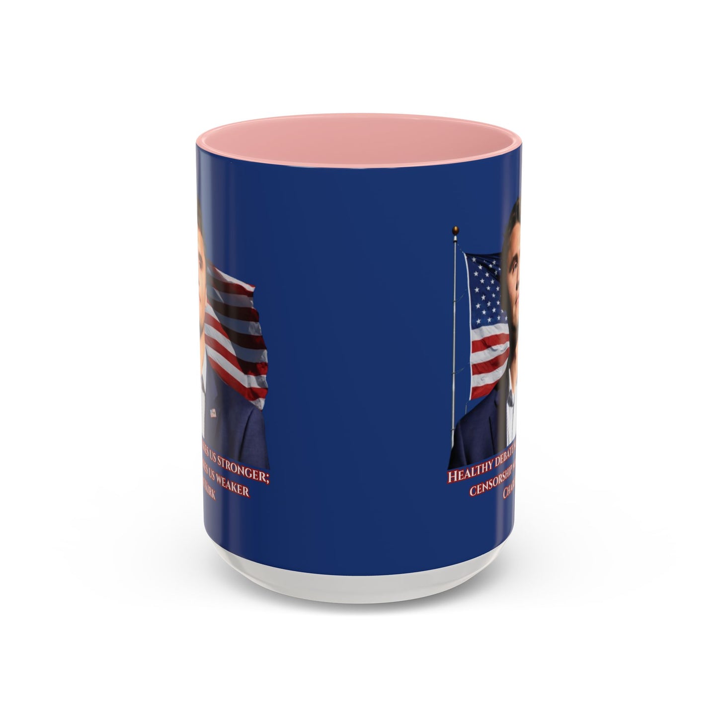 Charlie Kirk, Healthy Debate Blue Accent Mug by theGreenDragonTavern.shop