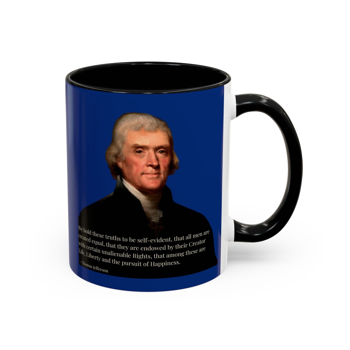 We hold these truths to be self-evident Dark Blue Accent Mug by theGreenDragonTavern.shop