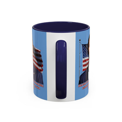 Charlie Kirk, Healthy Debate Light Blue Accent Mug by theGreenDragonTavern.shop