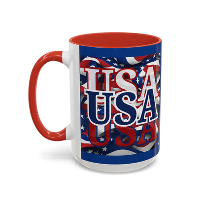 USA Blue font Center Patriot Blue Accent Mug by theGreenDragonTavern.shop