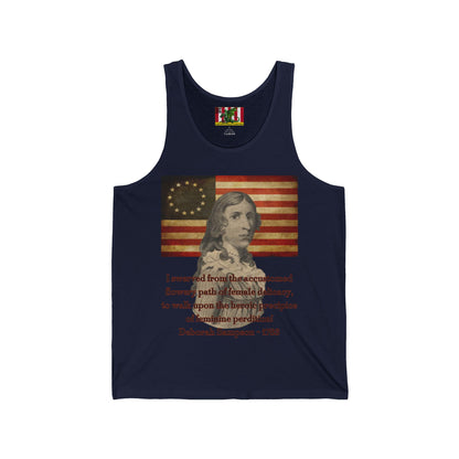 Deborah Sampson, America's Mulan Unisex Jersey Tank Top by theGreenDragonTavern.shop