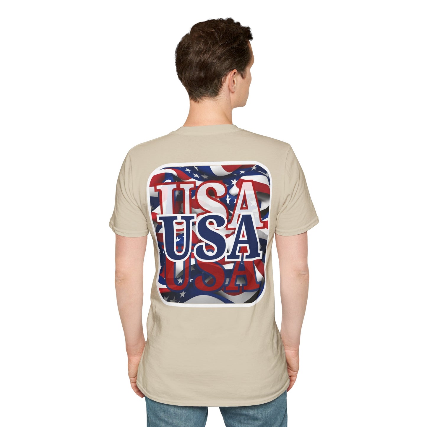 2-sided, Red White and BLUE USA Patriot Light colors Unisex T-Shirt by theGreenDragonTavern.shop
