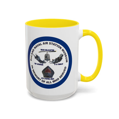 DNASM 2-sided, Founding & Student Art w/Navy Ring White Accent Mug by theGreenDragonTavern.shop
