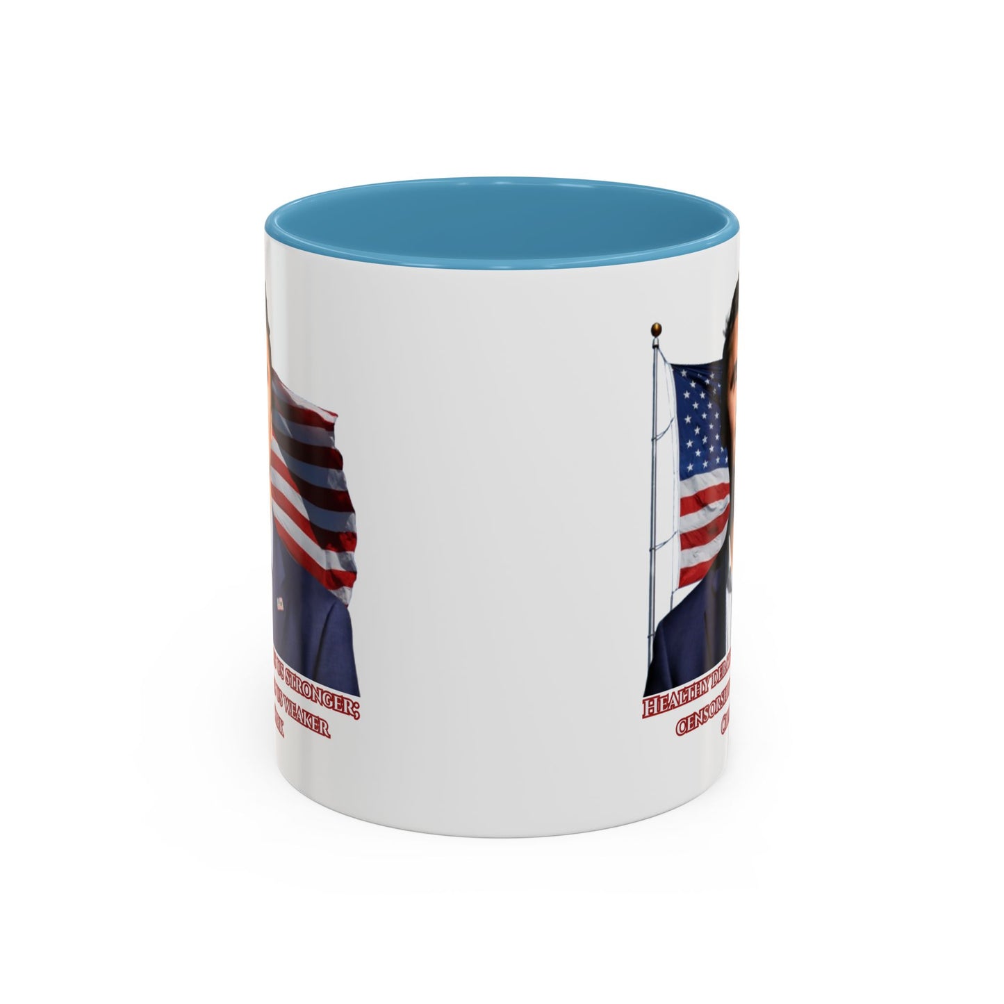 Charlie Kirk, Healthy Debate White Accent Mug by theGreenDragonTavern.shop