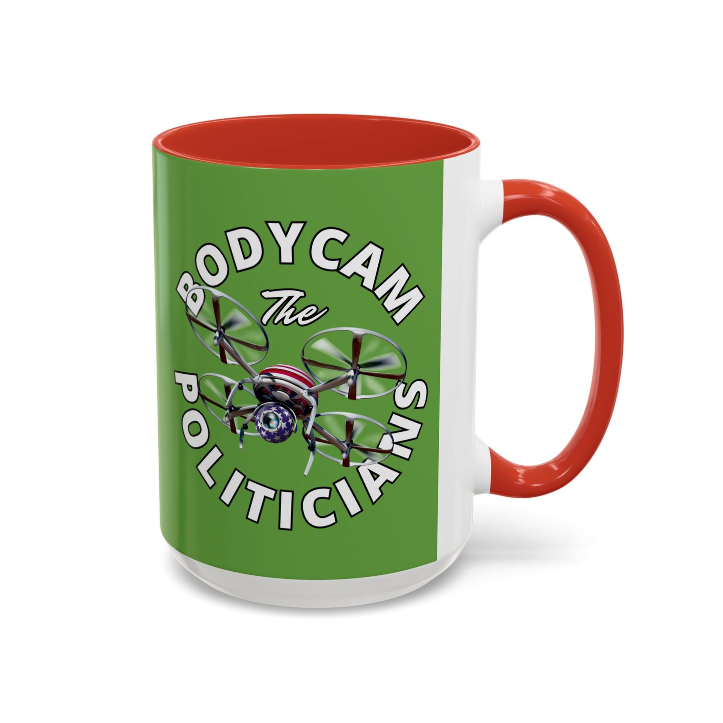 Bodycam the Politicians Drone Green Accent Mug by theGreenDragonTavern.shop
