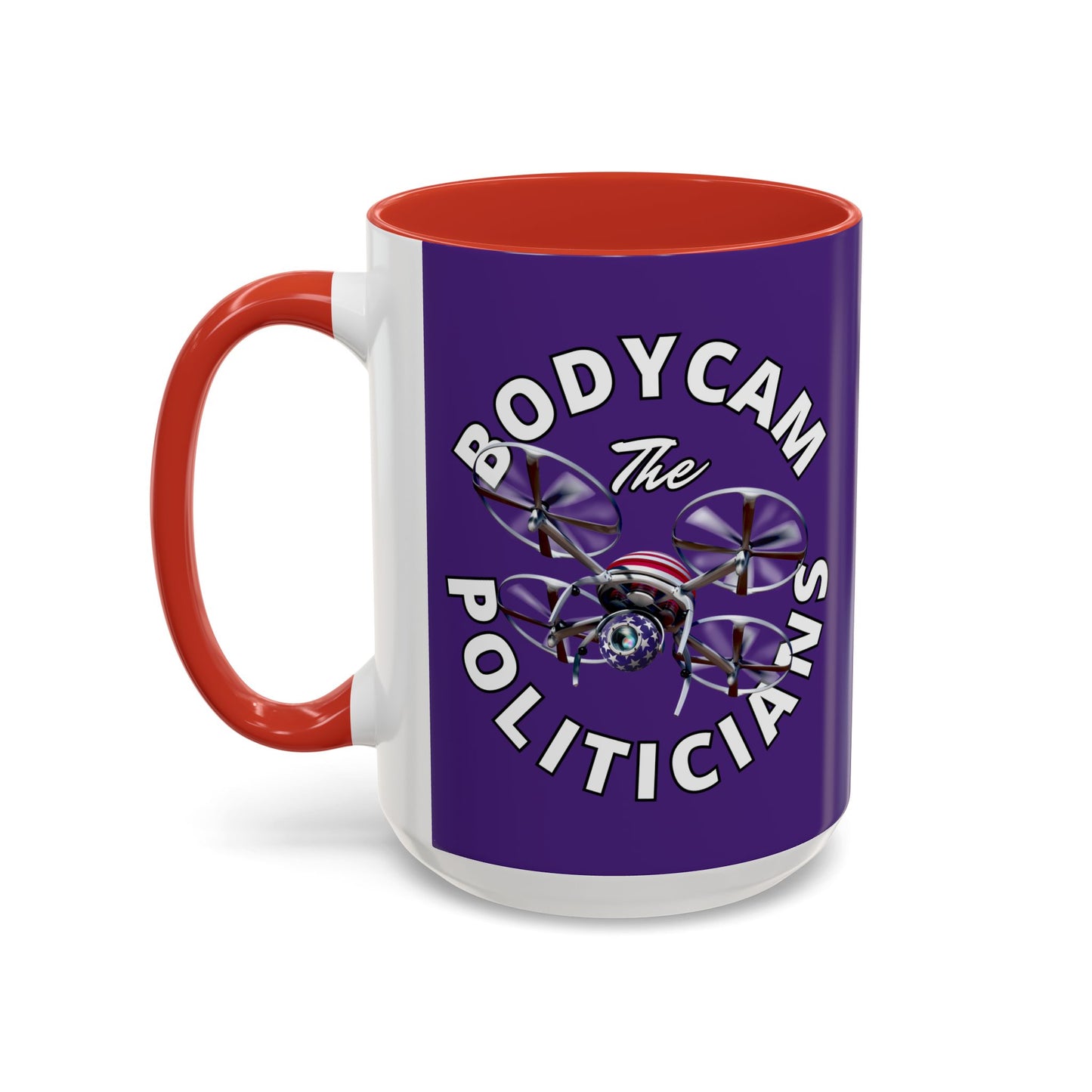 Bodycam the Politicians Drone Dark Purple Accent Mug by theGreenDragonTavern.shop
