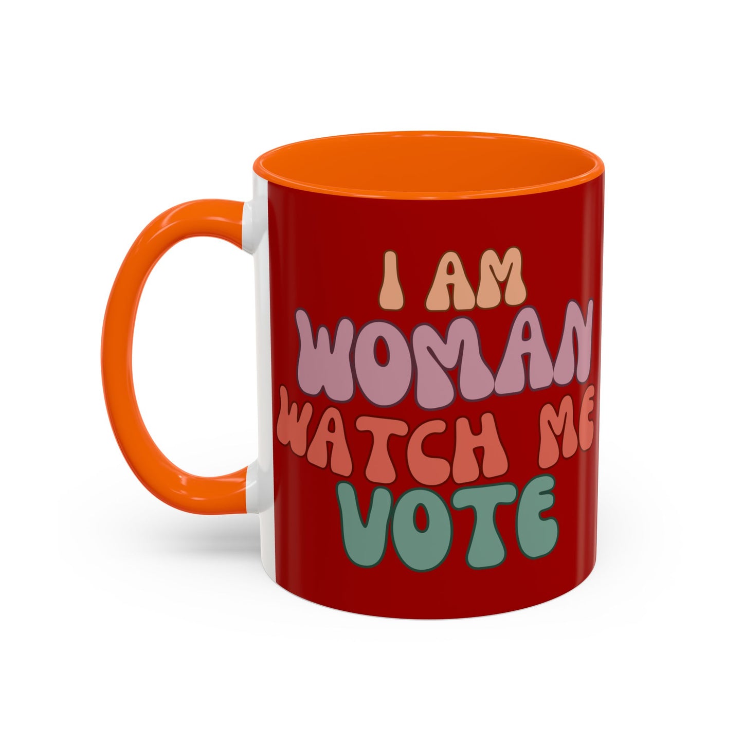 I Am Woman Watch Me Vote Red Accent Mug by theGreenDragonTavern.shop
